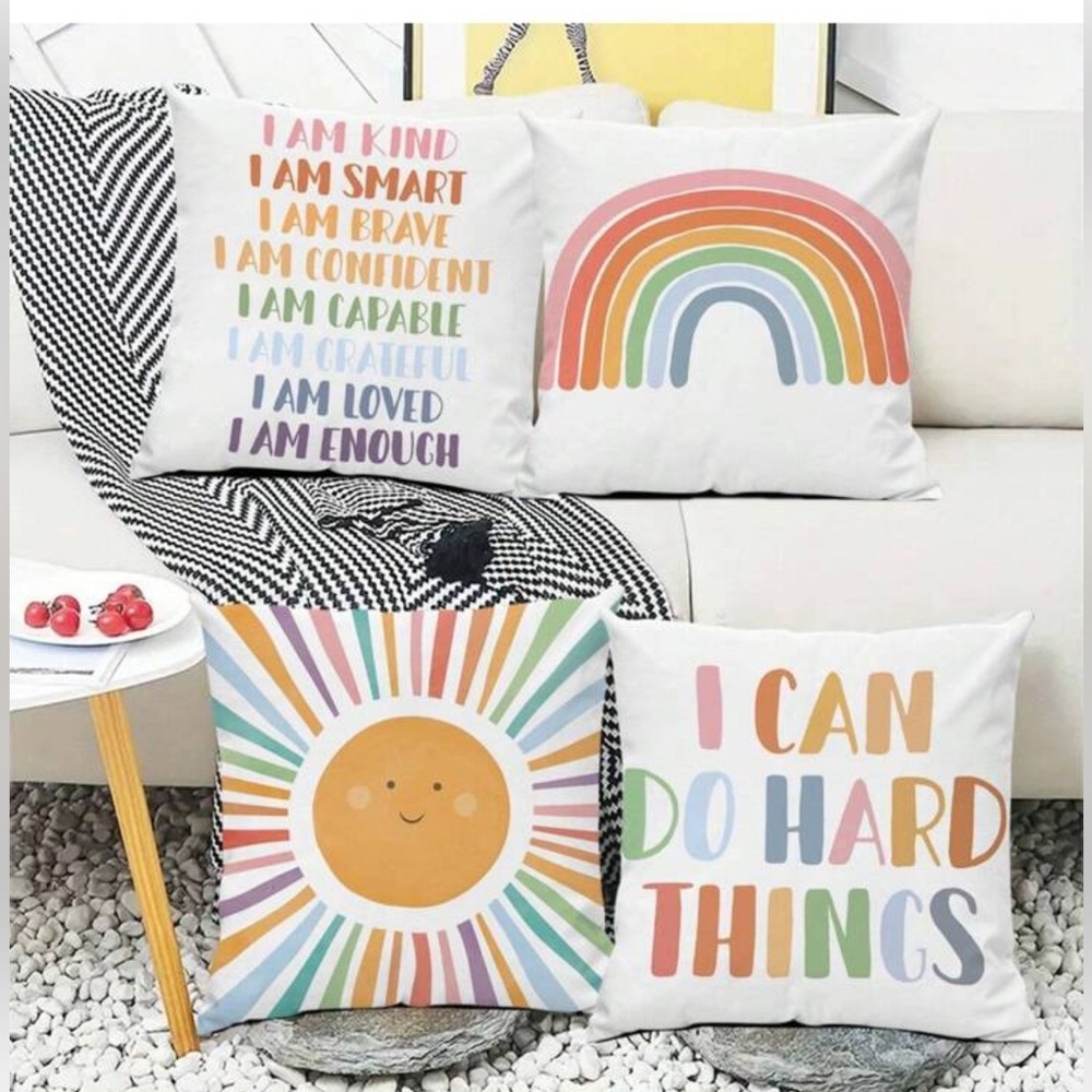 4 pc Pillow Covers Rainbow